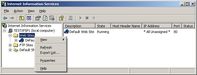 configurazione del server Web di Windows 2000 pro